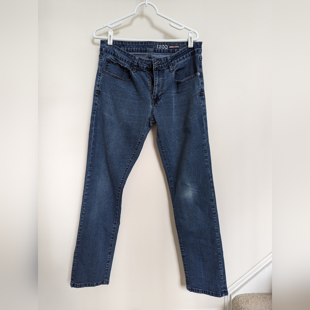IZOD Ultrasoft Stretch Straight Leg Jeans (Soft Blue) (34W × 32L)
